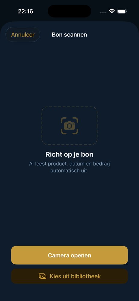 Schermafbeelding van Garantiebox — bon scannen