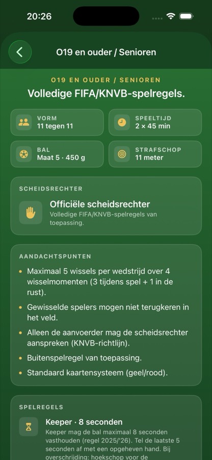 Schermafbeelding van Scheids — KNVB-spelregels